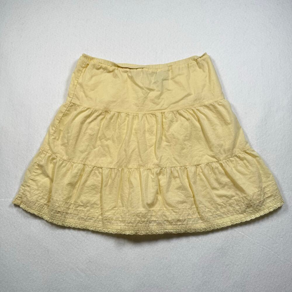 vintage y2k butter yellow lined tiered mini skirt George tag size large